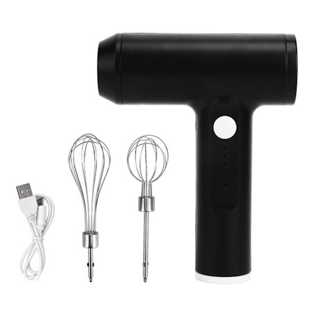 Trådløs elektrisk håndmixer 2000mAh batteri 4 hastighedstilstande USB-opladning 304 rustfrit stål buede kanter grå