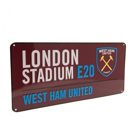 West Ham United FC Officiell Gatunamn Skylt Storlek One Size Claret