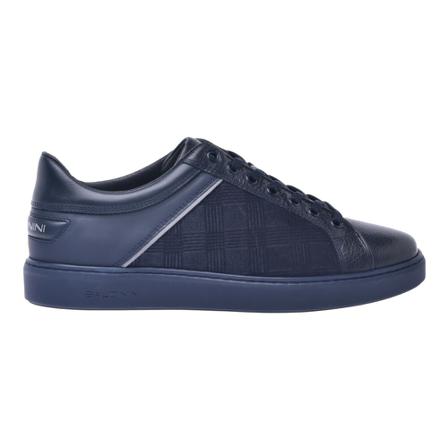 Baldinini Low-top trainers in blue leather and fabric Blå, Herre, Størrelse: 41 1/2 EU