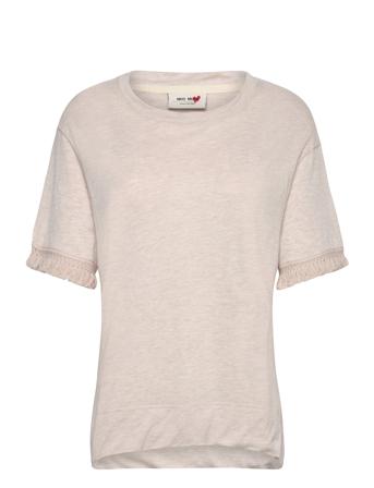 Mmkalu O-Ss Fringe Tee Beige MOS MOSH