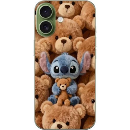 Kompatibelt Mobildeksel til Apple iPhone 17 Stitch omgitt av brune teddybjørner med en liten teddybjørn i fanget i en søt og koselig kawaii-design
