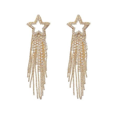 Mode Krystal Måne Kvast Guld Øreringe Stud Drop Dingle Øreringe Kvinder Smykker Gave