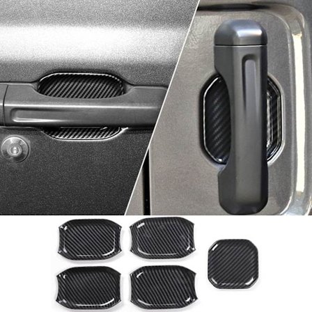 Set med 5 (4 dörrar) kolfiber dörrhandtagstrim för Jeep Wrangler