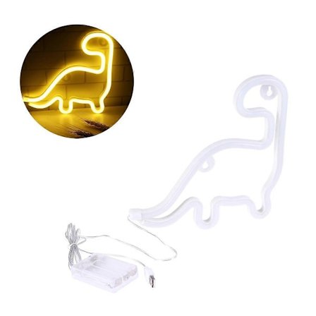 LED Dinosaur Nattlys USB Lading Bord Skrivebord Dekorlampe Varm Hvit[D]