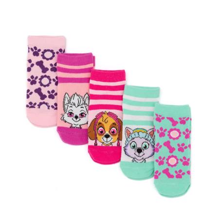 Paw Patrol Pige Strømper (Pakke med 5) 9 UK Børn Pink/Hvid/Grøn Pink/Hvid/Grøn Pink/White/Green 9 UK Child