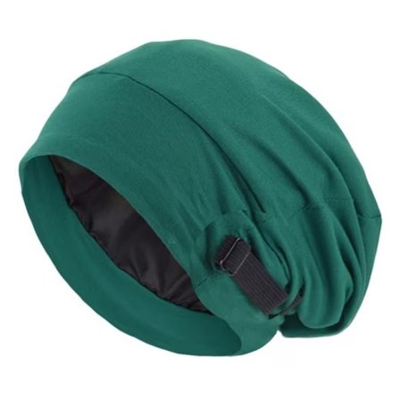 Adjustable Shower Cap for Women and Men, Soft Sleep Cap Unisex – Perfect for All Head Sizes and Hair Types, Dark Green