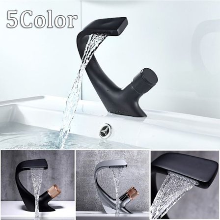 Badrumsvask varm- och kallvattenblandare svart kran