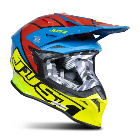 Crosshelm Just1 J39 Thruster Fluo Blauw/Rood/Geel XL