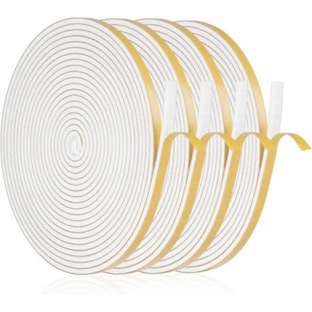 Vindusforsegling Isolasjon Mot Kulde, 20m Selvklebende Skumtetningslist 6 x 3mm for Ytterdør og Vinduer – Mot Vind og Regn