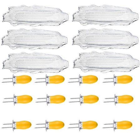 6 Pakkia Maissilevyjä + 12 Maissikahvaa Muoviset Maissilevyt Tarjoilualusta Kirkas Maissikahva Illallinen