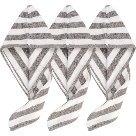 Mikrofiber Hårhåndklæde Wrap Super Absorberende Hår Turban Til Vådt Hår Blødt Og Let Hårtørrer Håndklæde 3-pak