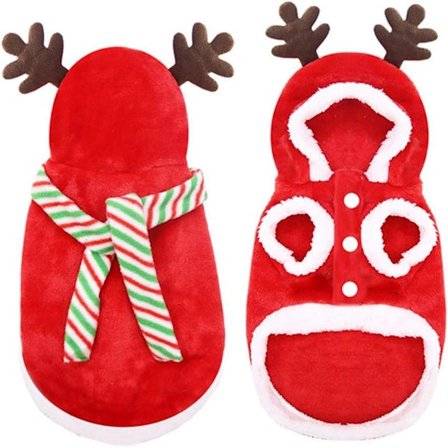 Julemandskostume til hunde, juletøj, rensdyr-hundekostume, varm hundetrøje, hvalp, kæledyrsfrakker, juletøj til små hunde og katte