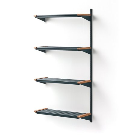 Skohylle JEPPE, 4 hyller, påbyggseksjon, H1790 B900 D300 mm, blå/eik