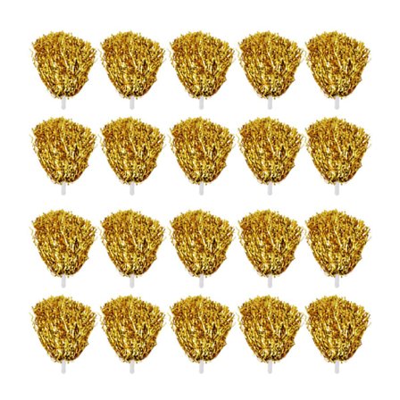 20 stk. Håndblomster for heiagjeng, 8,4 cm håndtak, ren farge, slitesterk PET, cheerleading-pomponer for sportsfest, sceneshow, gull