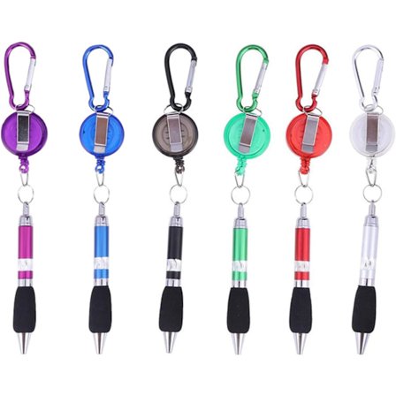 Clip On Pennor Karbinhake Pennor Infällbara Kulspetspennor Nyhet Märkesrulle Penna Bältesklämma Dragklämma Kulspetspenna för Hemmakontor 6