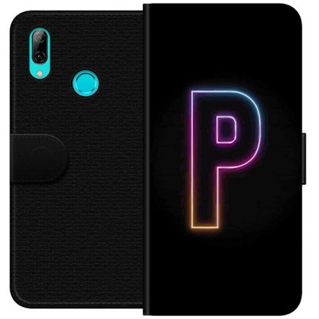 Yhteensopiva Lompakkokotelo Huawei Huawei P smart 2019 Minimaalinen neonkirjain P värin asteittaisella muutoksella ja valotehosteella mustaa taustaa