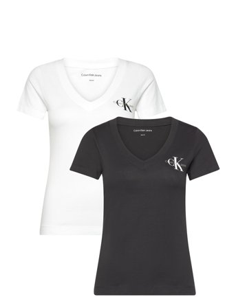 2-Pack Monologo V-Neck Tee White Calvin Klein Jeans