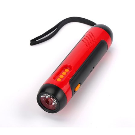 Handvev ficklampa med FM-radiolarm 1800mah LED-generator