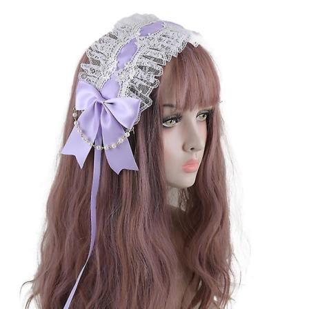 Lolita Lace Headband Cosplay Maid Päähineet Rusetti Pääpanta Purppura
