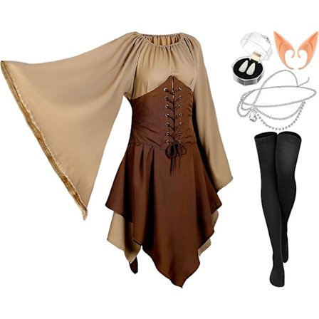 5-pack Fairy Elf Costume Renaissance Traditionell Irish Viking Dress Fairy Elf Ear för Halloween Cosplay Masquerade Party (medium)