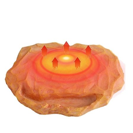 Lämpökivi terraarioon ruokintakaukalolla, lämpökivi parta-agamalle, lämpötilan säätö, lämpökivet EU-pistokkeella