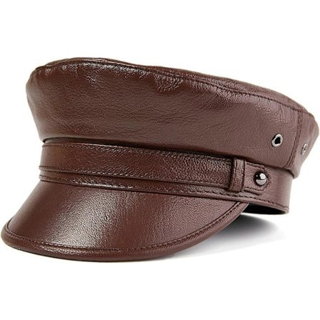 Herre Skinnhatt Høst og Vinter Motorsykkel Herre Skinn Rock Marine Cap Kapteinhatt Utendørs Flat Cap Damehatter, 57-58cm