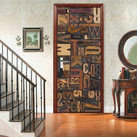 PVC-itseliimautuva ovitarra Simulaatio 3D Retro Rakennuspalikka Kirjaimet Seinätarra Elävä Huone Makuuhuone Kotisuunnittelu Seinätarra