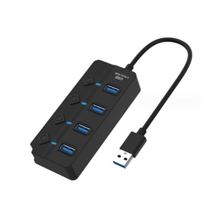 1 stk. sort 4-ports USB 3.0-hub, 4-ports USB 3.0 5 Gbps hubadapter