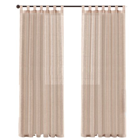 Gardin med linne-look, halvtransparent med öljetter, för vardagsrum eller hem