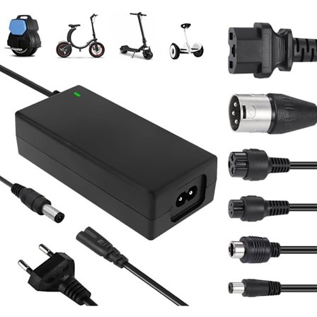 Elektrisk sykkel lader - Lader for elektriske scootere - 36V/42V 2A Universallader - med 6 batteriladerkontakter - Batterilader
