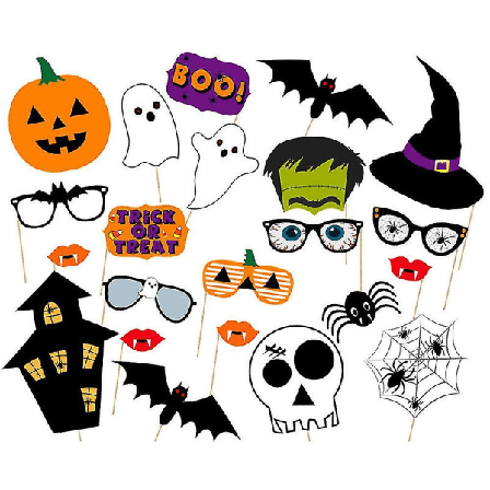 Halloween Rolig Fotobås Rekvisita Semesterdekorationer 22 Delar