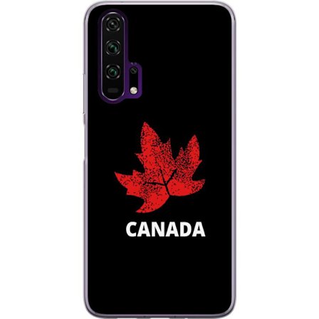 Kompatibelt Mobildeksel til Honor Honor 20 Pro Grafisk lønnebladsymbol i rødt mot svart bakgrunn med tydelig kanadisk referanse og minimalistisk de