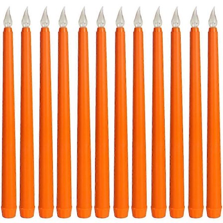 12 st Elektriska Ljus Batteridrivna Avsmalnande Ljus Flamlösa LED-ljus Orange 2X2X27.5CM[CO]