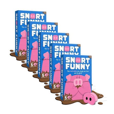 1-5x Snort Funny: Det Oinkroliga Du Skrattar Du Förlorar Partyspelet | 150 Utmaningskort, 5 Grisetrynen & Lermärken | Familje- & Vänspel
