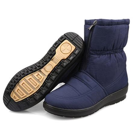 Dam Plyschfodrade Vinterskor Rund Tå Front Zip Snow Boots