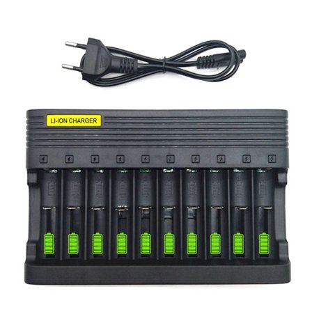 US/EU-plugg for 3,7/4,2V 14500 16340 18650 oppladbare batterier uten batteri