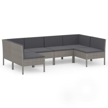 Vidaxl Loungegrupp För Trädgården 6 Delar Med Dynor Konstrotting Grå