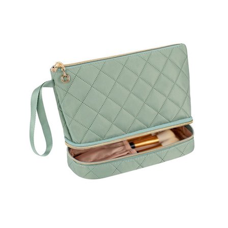 (Grøn) Kosmetikpung Lille Kosmetikpung Dobbeltlags Kosmetik Opbevaringspose Stor Kapacitet Rejse Kosm