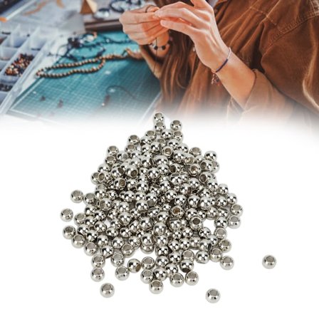 200 stk Avstandsperler Store Hull Runde 5mm/0.2 tommer Åpning 10mm/0.4 tommer Smykker Harpiksavstandere For Armbånd Halskjede 10mm Sølv