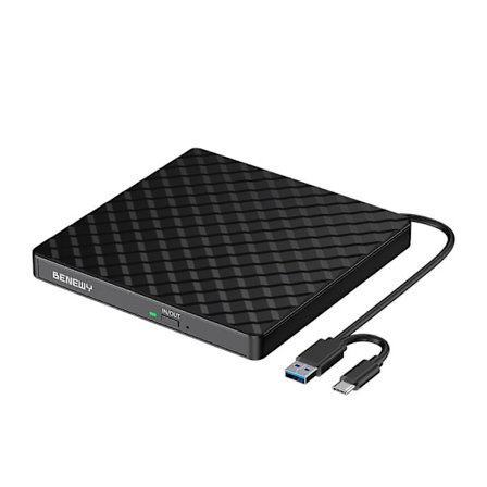 Eksternt CD DVD-drev til bærbar computer, USB 3.0 CD-drev til pc Windows 11/10/8.1/7, USB C DVD-brænder til Windows Linux Mac