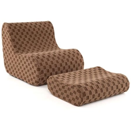 Bean Bag Stol med osmannisk, Teddy Velvet, Ergonomisk, Brun