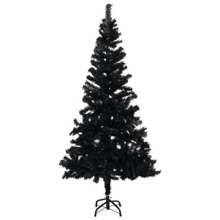 Vidaxl Plastgran Med Led Och Julgranskulor Svart 150 Cm Pvc Svart