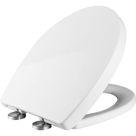 O-formad toalettsits, mjukstängande toalettsits, mjukstängande toalettsits, universal vit toalettsits 44x37 cm