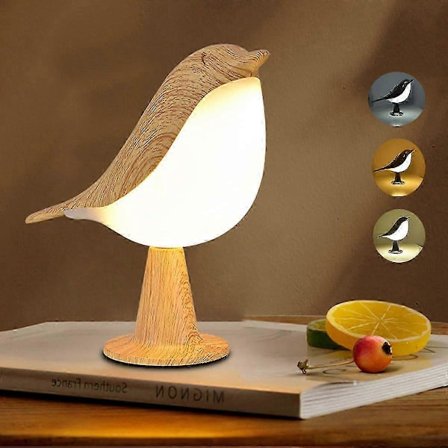 2025 Lille Trådløs Sengelampe, Fuglelampe Berøringssensor, LED Bordlampe