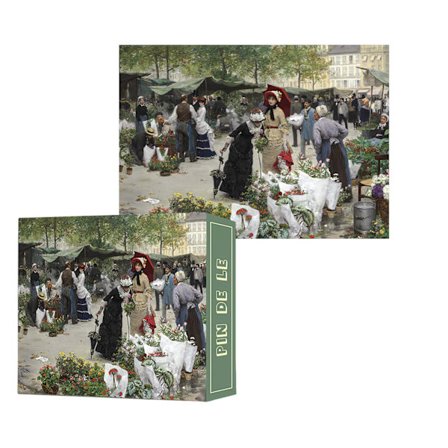 Kreativt pussel för vuxna med 1000 bitar - Konstnärliga designer med hög svårighetsgrad: Paris Blomstermarknad - Reliefpussel