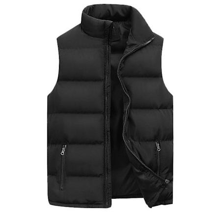 FGKKS Varumärke 2023 Vinter Herr Väst Parkas Bomull Casual Ärmlös Stående Tjock Kläder Solid Färg Väst Jacka Man Black 85-95KG 5XL