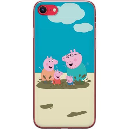 Kompatibel Mobilcover til Apple iPhone SE (2020) Greta Gris Familie Georg Mudderpøl Børnemotiv Serie Populær Børnekarakter Glæde