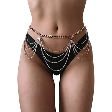 Body Chains Bälten för kvinnor Flickor Sexig midjekedja Strass Kroppssmycken Rave Outfits Festival Accessoarer