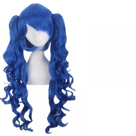 Lolita Langt Krøllet Clip på Hestehale Cosplay Parykk, Dobbelt Hestehale Tiger Clip Lang Krøllet Parykk (Blå)