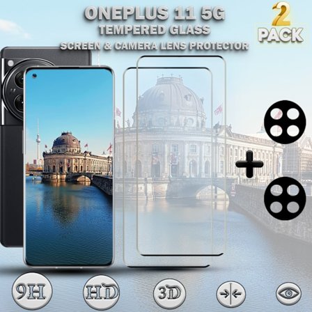 2-Pack ONEPLUS 11 Näytönsuoja & 2-Pack linssinsuoja - Karkaistu Lasi 9H - Super laatu 3D